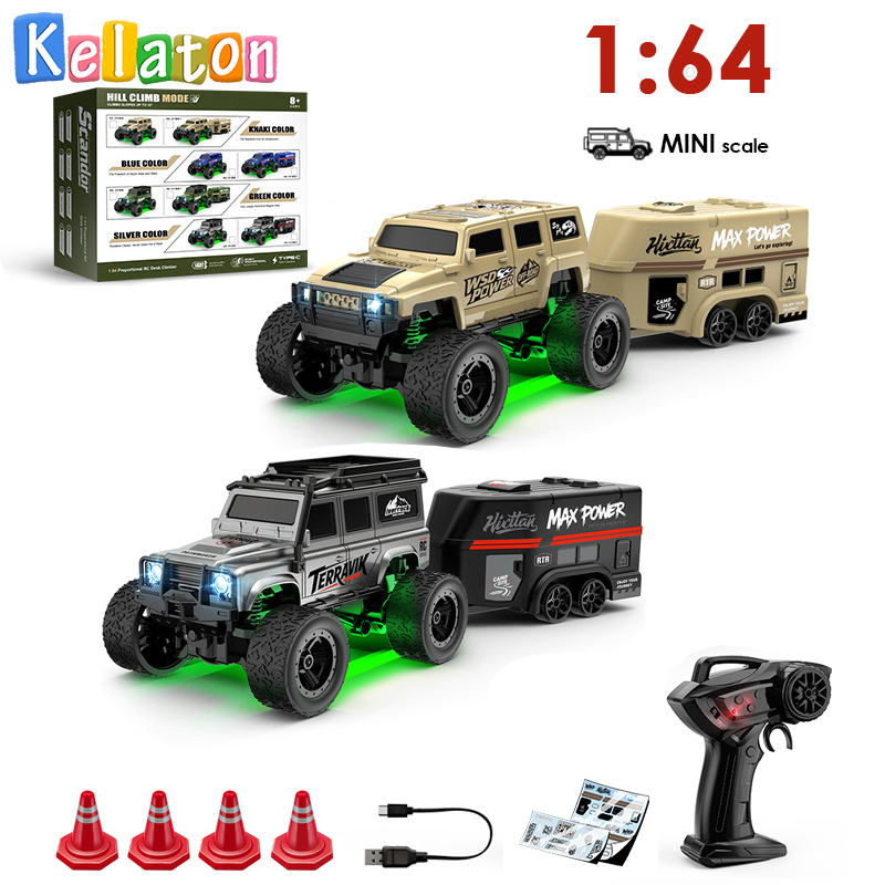 Auto Telecomandata Fuoristrada 1:64 2.4G Mini Giocattolo da Scrivania con Scatola di Trasporto - Regalo per Bambini