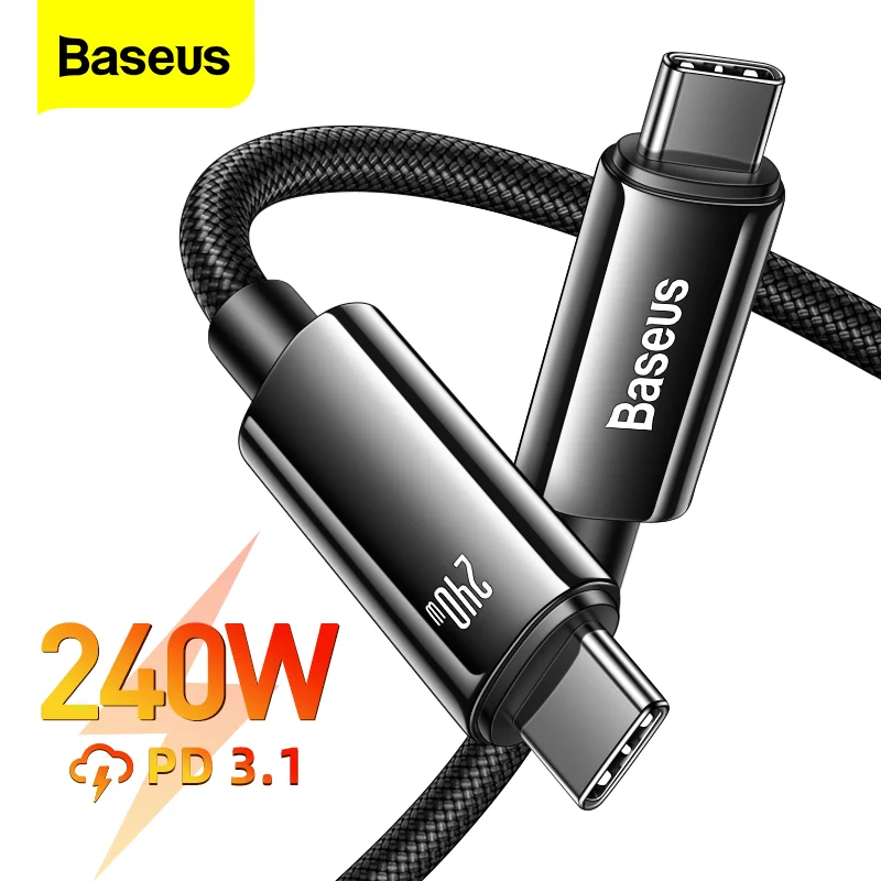 Baseus 240W USB C Cable Power Wire PD3.1 for MacBook Samsung iPhone 17 USB C to USB C PD Cable 48V 5A Fast Charging Type C Cable
