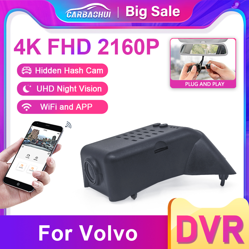 Hd 4k dash cam dvr ccamera für volvo xc40 xc60 xc90 s60 v60 v90 v90 v40 s80 xc70 c40 auto dvr uhd mini kamera wifi video recorder