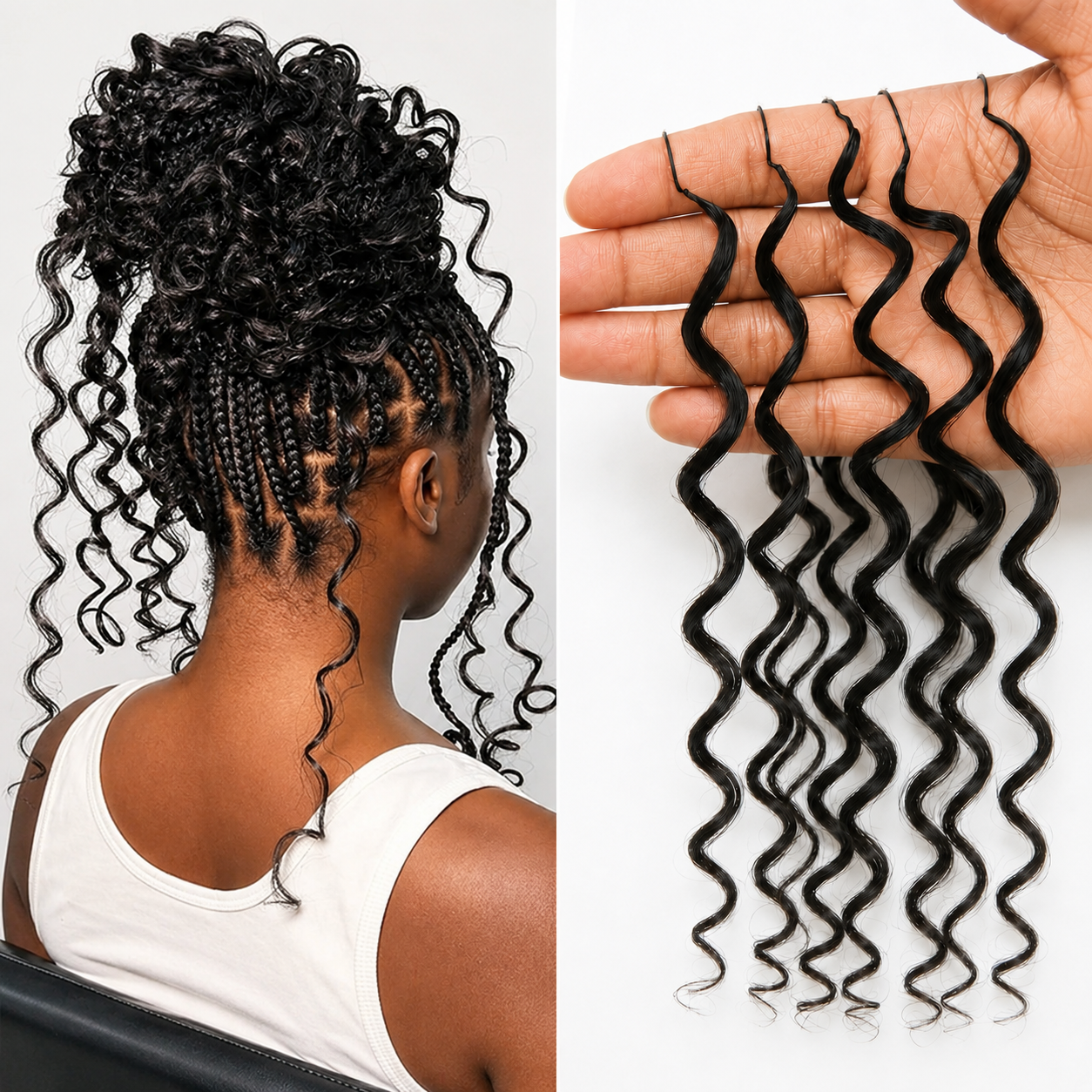 Miracle Knots Knotless Crochet Haarverlengingen van Echt Haar, Voorgeknipt, Voorgeflufft, Diep Gekruld, Diepe Golf, Feather Line Haar, Voorgevormd met Touw, Herbruikbaar, Bulk Haar voor Boho Onzichtbare Vlechten, 60G/pak voor Vrouwen
