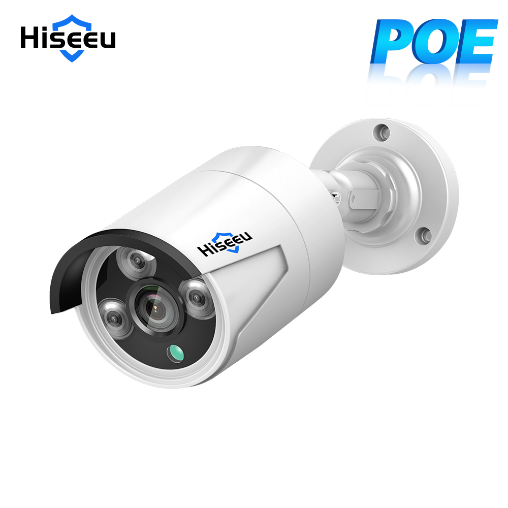 Hiseeu 4MP POE Сетевая камера ONVIF Аудио H.265 Видео Водонепроницаемое наружное кабельное наблюдение Камера безопасности