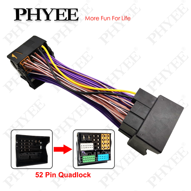 Adaptateur de faisceau d'extension Quadlock, connecteur 52 broches, câble de câblage Plug Play pour VW Golf Jetta Polo T-ROC Tiguan Passat Audi