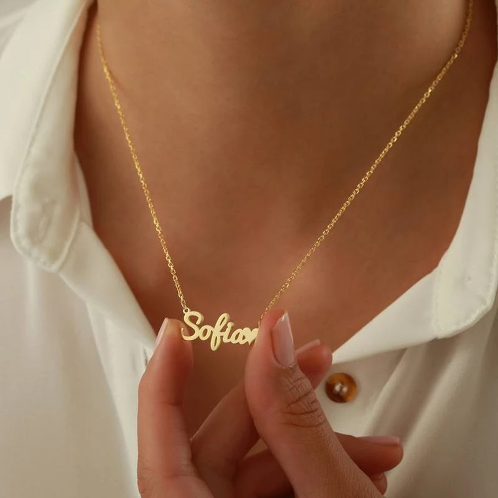 Custom ชื่อสร้อยคอสำหรับ Women Cursive Letter จี้เครื่องประดับสแตนเลสผู้ชายสร้อยคอ Choker Collar Personalizado