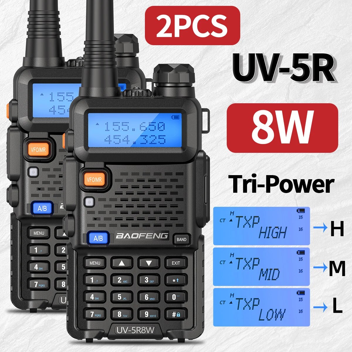 1/2 STKS Baofeng UV 5R 5 W 8 W Walkie Talkie Draagbare Ham CB Radio Dual Band VHF UHF FM Transceiver Twee Manier Radio UV82 S9 K5 Plus