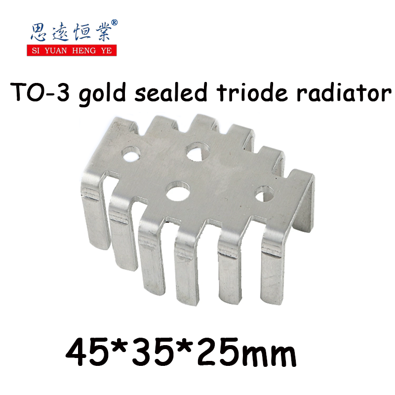 Dissipatore di calore da 10 pezzi Dissipatore di calore in alluminio TO-3 radiatore triodo sigillato in oro 45 * 35 * 25mm con fori