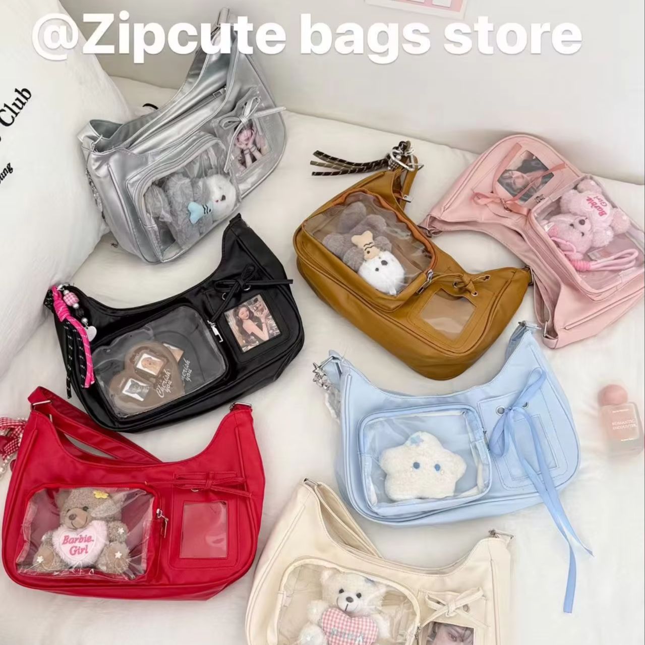 Borsa a tracolla Harajuku Y2k da donna borsa Ita trasparente coreana borsa a tracolla da scuola borsa preppy di design giapponese femminile