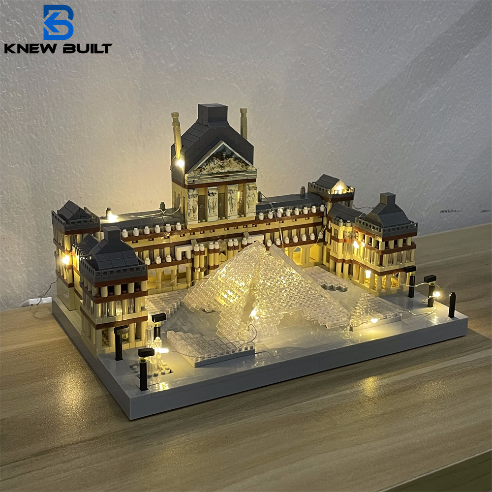 Louvre Set mainan blok bangunan Mini mikro Model: arsitektur ikonik bercahaya LED dekorasi sempurna menerangi ruang Anda