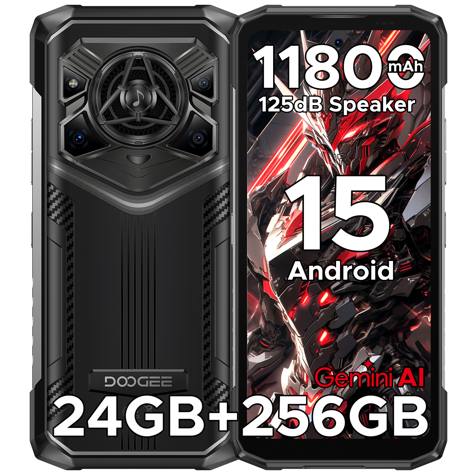 DOOGEE Blade20 Pro Wytrzymały telefon 125dB Głośnik Gemini AI 11800mAh Bateria 6,6'' Wyświetlacz Android 15 Global Version Smartphone NFC