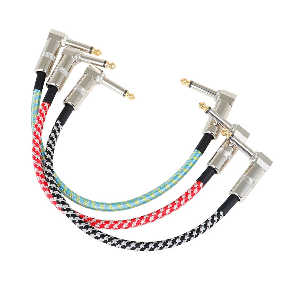 สายแพตช์กีตาร์3ชิ้นสาย AUX สาย6.35มม. เสียงรบกวนต่ำสายเคเบิลแบบถักสายออดิโอสีกีต้าร์ไฟฟ้า