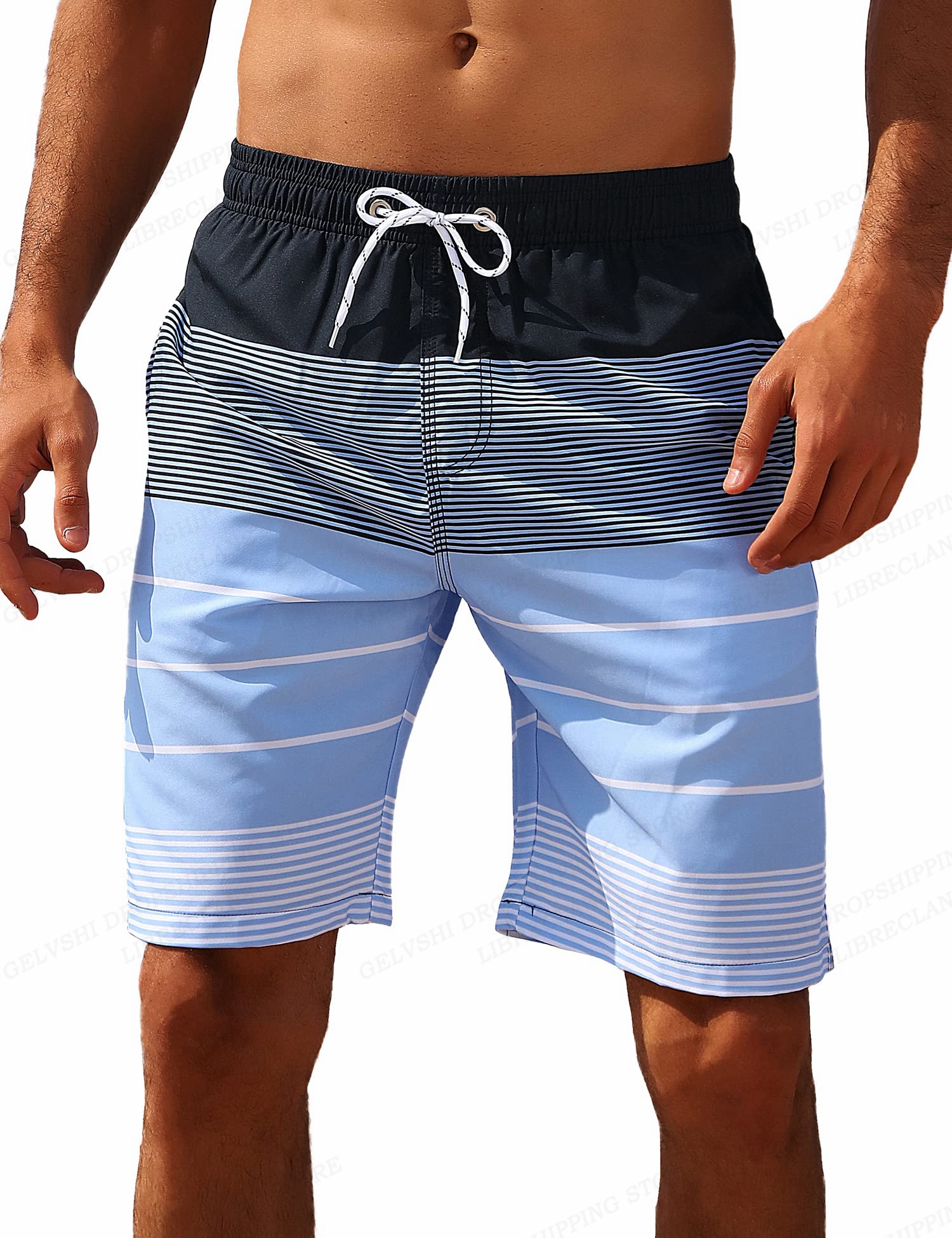Pantalones cortos de playa a rayas para hombre, traje de baño a la moda, pantalones cortos para baúl, pantalones deportivos para gimnasio, calzoncillos para hombre, traje de baño para niños, ropa de playa corta para niño