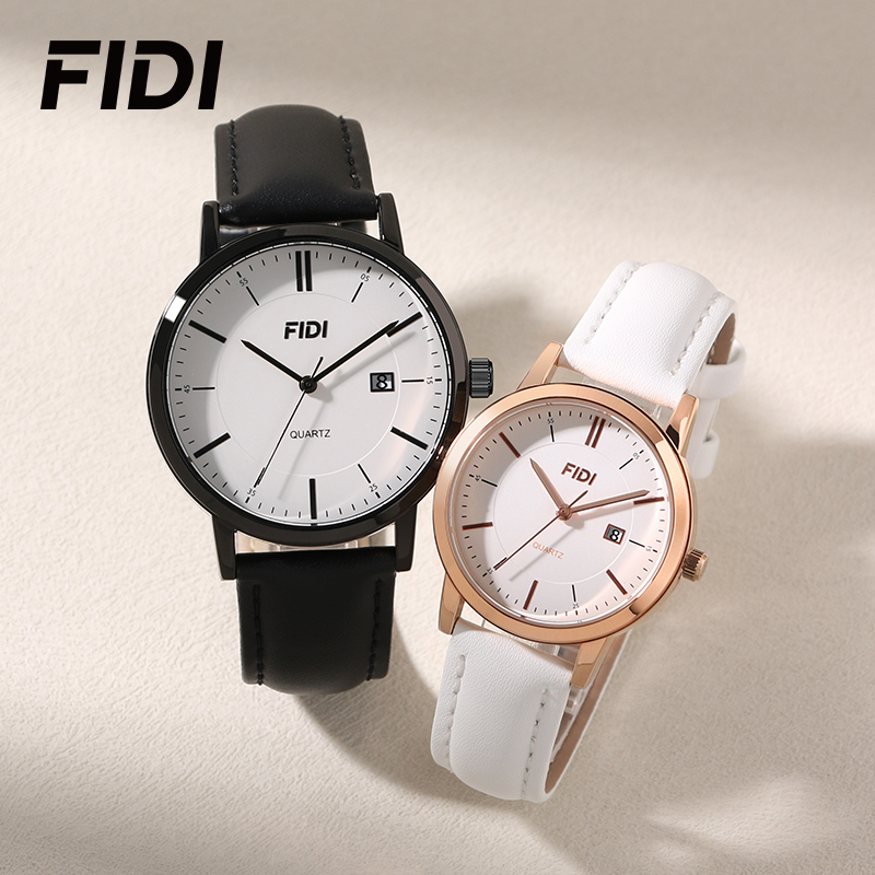 Fidi relógios simples de luxo relógio de quartzo para homens mulheres moda couro à prova dwaterproof água esportes data casais adora relógio