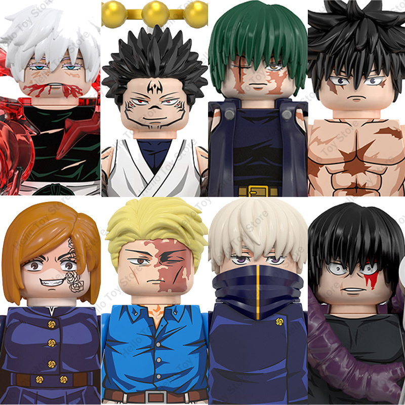 Jujutsu Kaisen Горячие аниме Mini Acion Фигурки Сатору Годзё Модель Классический мультфильм Строительные блоки Итадори Юджи Куклы Кирпичи Игрушка в подарок