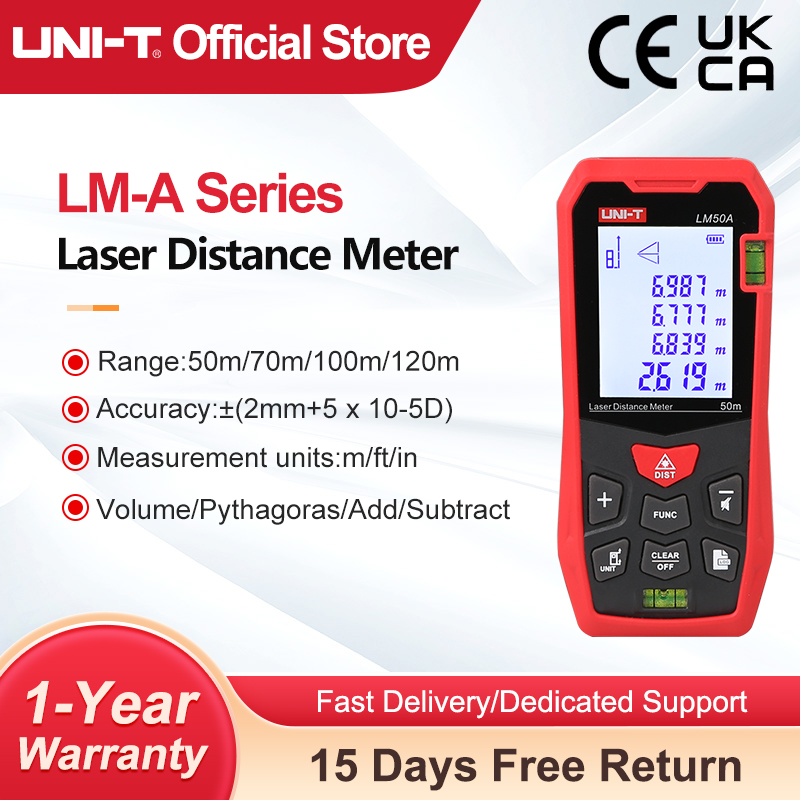 UNI-T Pengukur Jarak Laser LM50A LM70A LM100A LM120A Meteran Jarak Laser Pengukur Pita Pengukur Jarak Digital