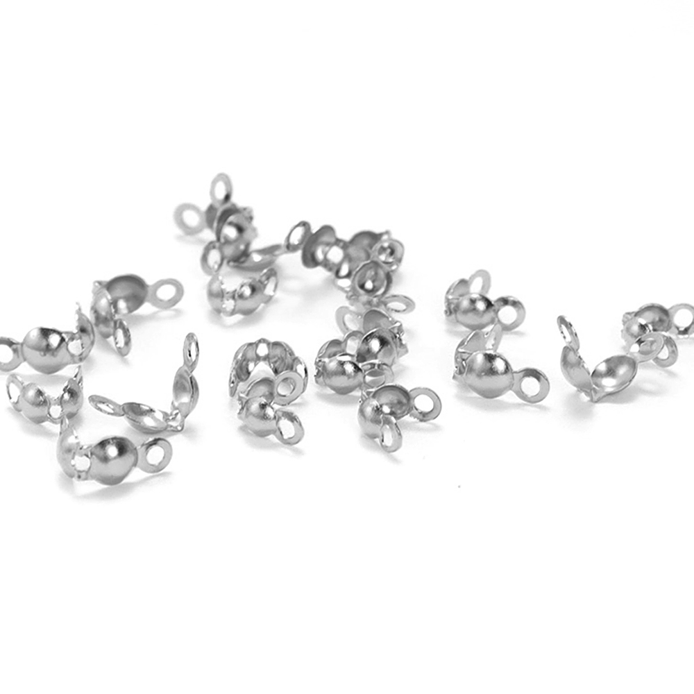 200 peças de aço inoxidável 2.4/3.2mm crimpagem fecho encaixe bola corrente conector fecho final para diy jóias colar pulseira atacado