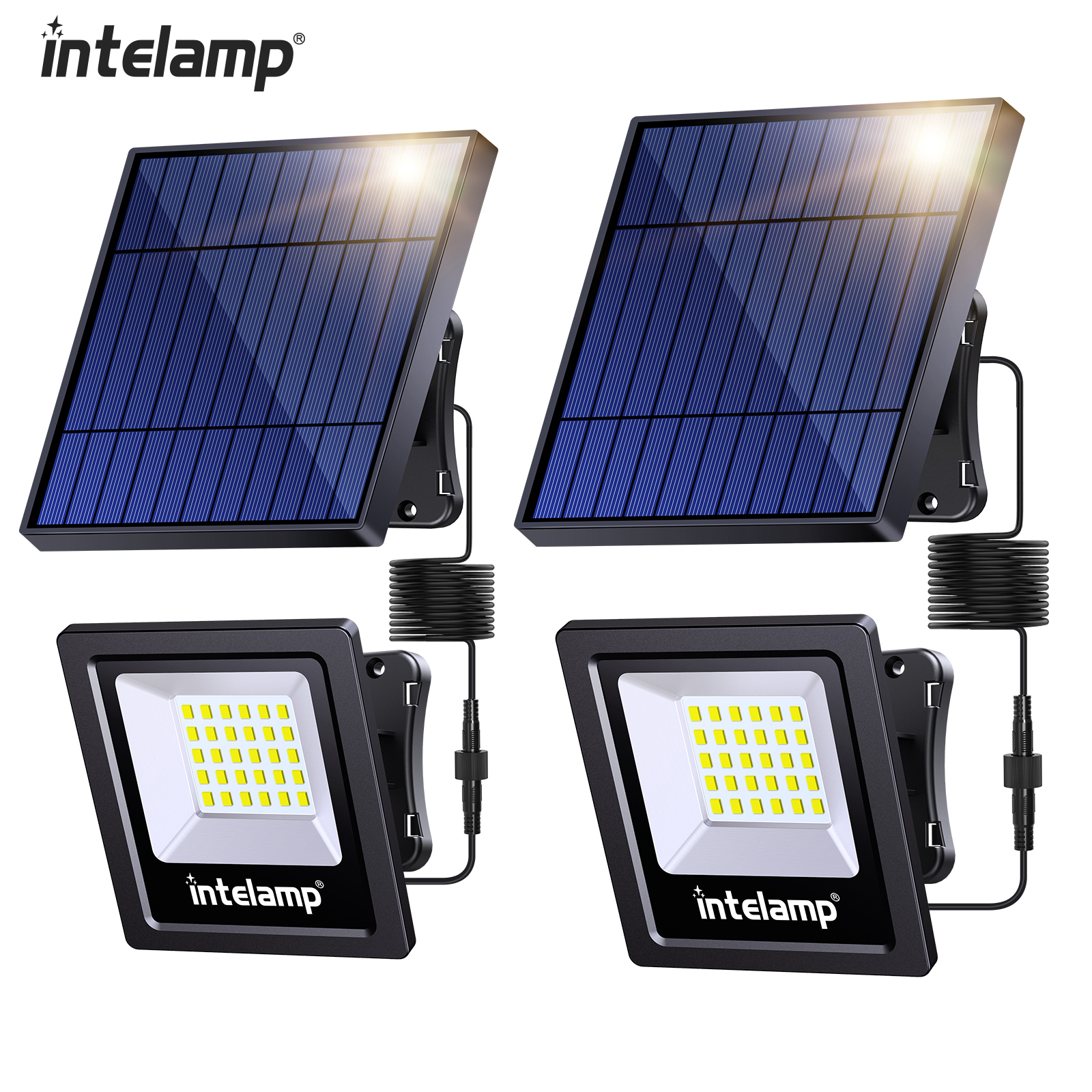 Réverbère solaire extérieur super lumineux, étanche IP65, lumières de sécurité pour jardin, cour, porche, 2 pièces
