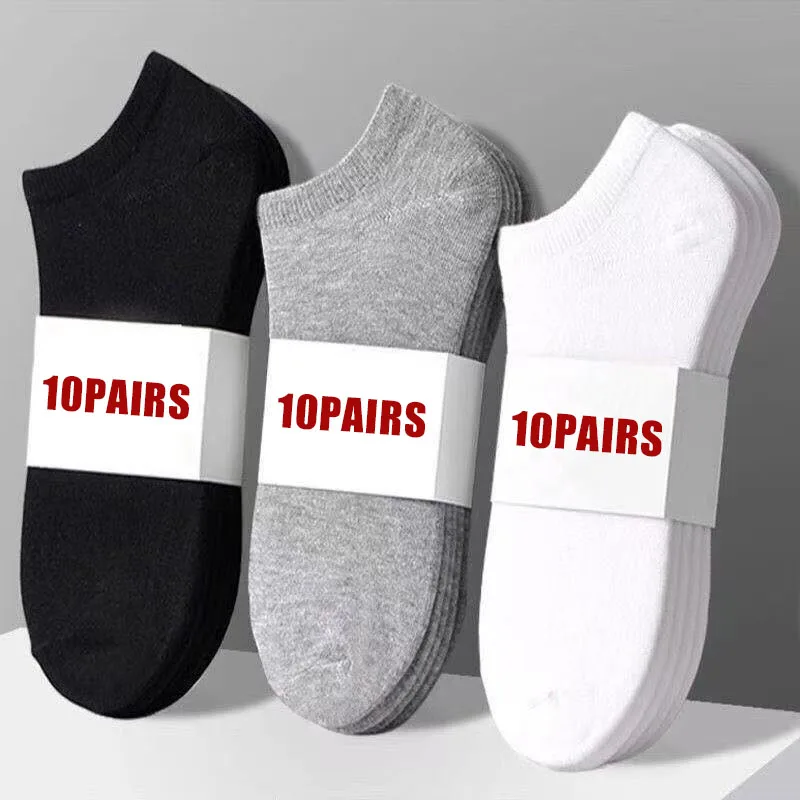 20 Stück/Herrensocken, Frühling und Sommer, dünn, atmungsaktiv, weich, Polyester-Baumwollsocken, schwarz, lässig, Business-Knöchelsocken, Größe EU38–45
