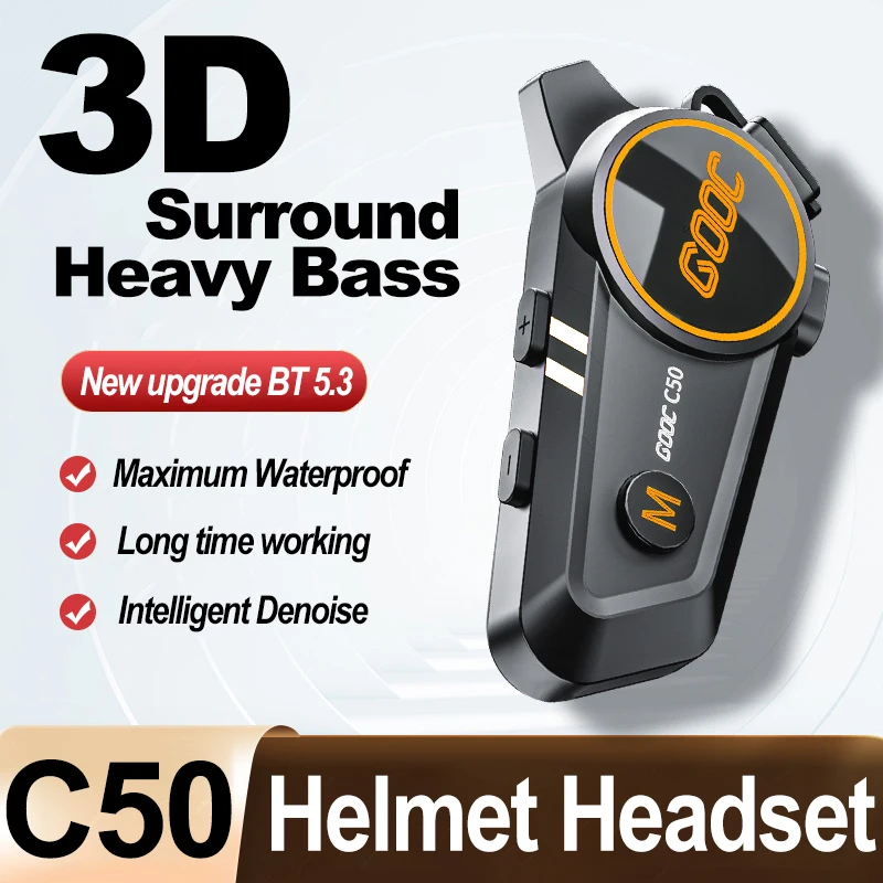 Auriculares para Casco de Motocicleta con Sonido Envolvente 3D y Bajos Potentes, Bluetooth Estéreo, Llamadas Manos Libres, Resistentes al Agua IPX7, con Luz Ambiental Tricolor