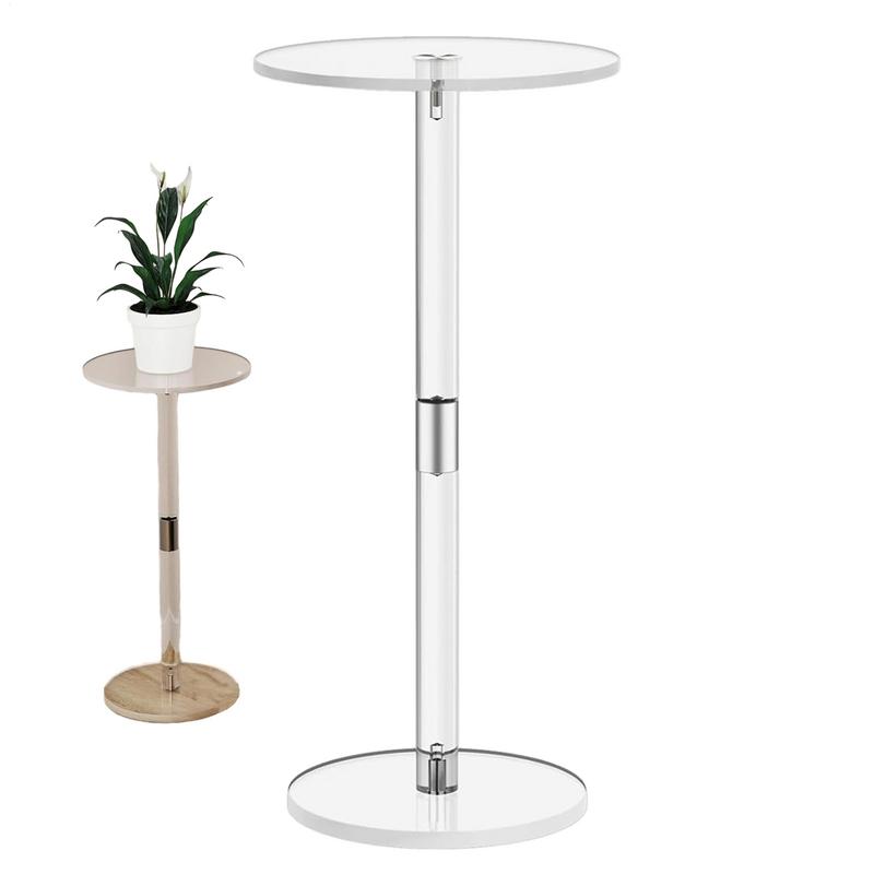 Mesa de café transparente acrílica para bebidas, mesita de noche moderna con extremo redondo pequeño para sala de estar, escritorio acrílico, decoraciones para el hogar