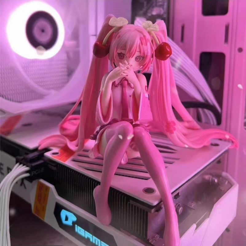 Hot Hatsune Miku อะนิเมะชุดสีชมพูรุ่นตัวเลขการกระทําของเล่นเชอร์รี่สีชมพู PVC Cherry Blossom ตกแต่งรวบรวมชุดของขวัญ