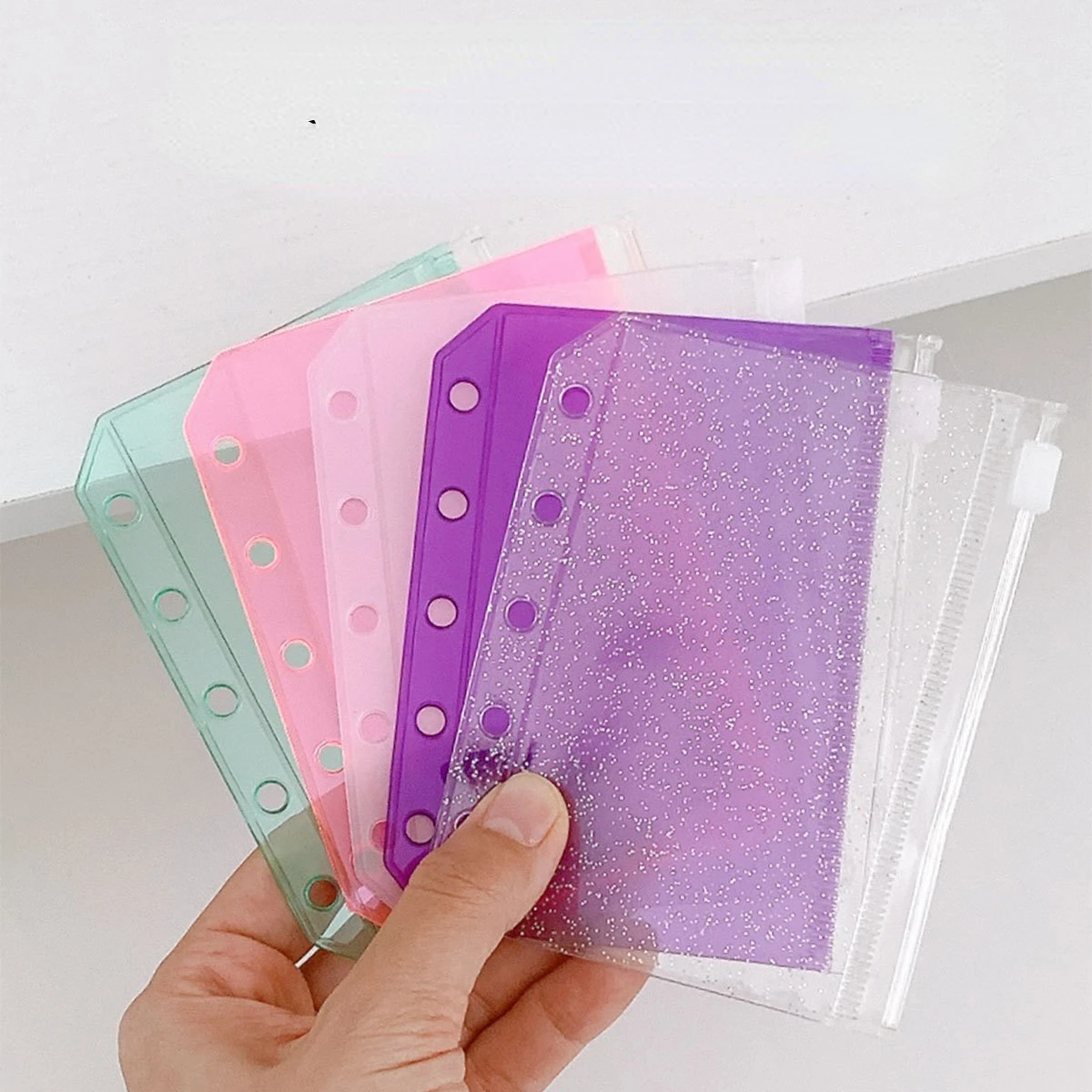 Carpeta M5 con bolsillos, carpetas con cremallera para cuaderno de 5 anillas, bolsa de archivo de documentos de hoja de Pvc impermeable