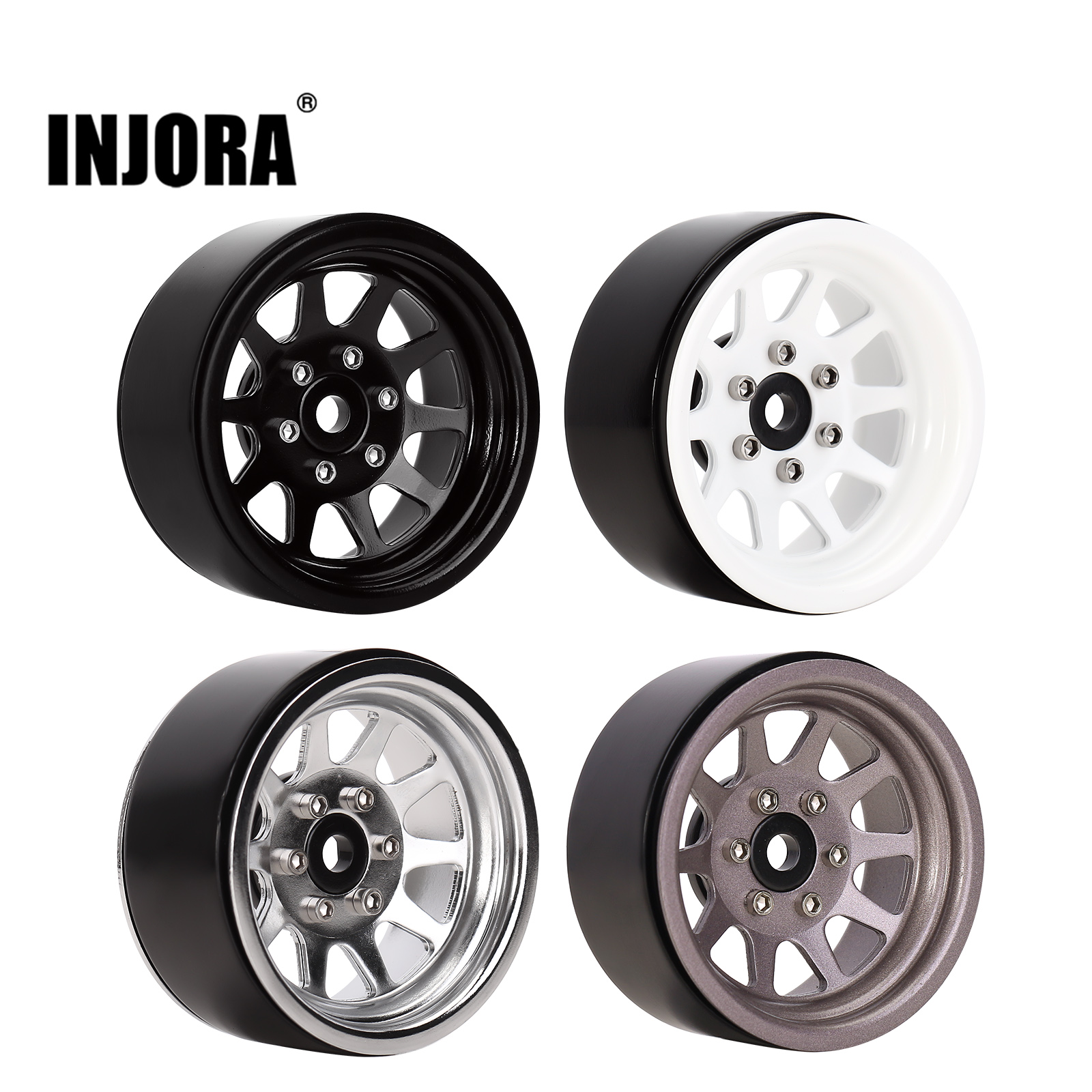 INJORA 116 g/szt. Stop metali 1.9 felgi z blokadą koralikową do 1:10 gąsienica RC Axial SCX10 AXI03007 90046 TRX4 Redcat GEN8 (W1909)