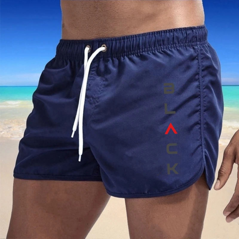 Herren Schnelltrocknende Strandshorts mit A L C K Buchstaben-Grafik, Elastischer Bund mit Kordelzug, Leichte Badehose für Sommerliche Freizeitkleidung