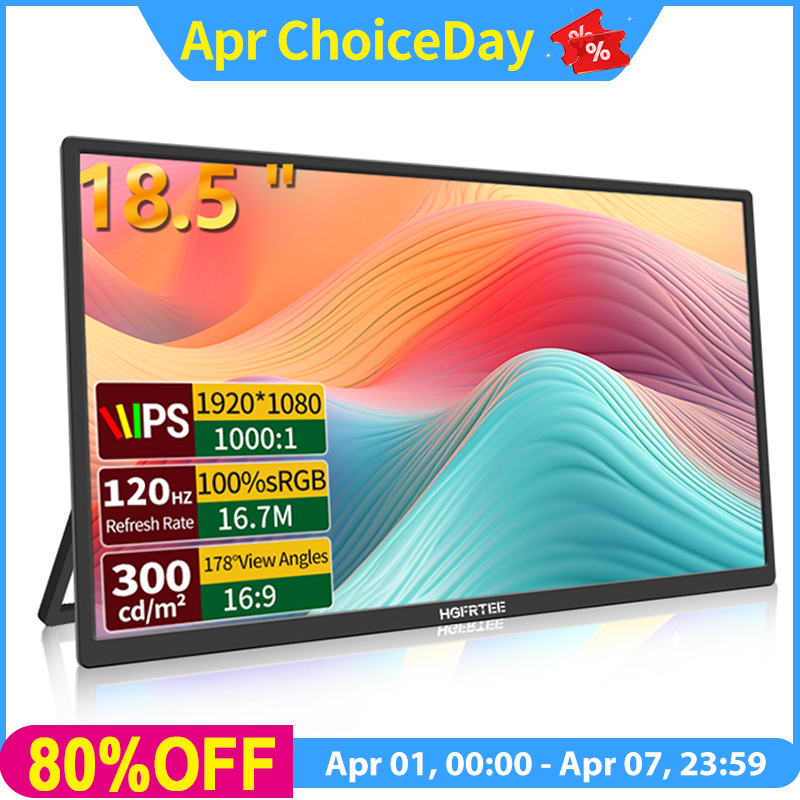HGFRTEE 18.5 pouces 100Hz moniteur Portable avec trou VESA Support PC Gaming affichage étendu ADS-IPS grand écran Support type-c HDMI