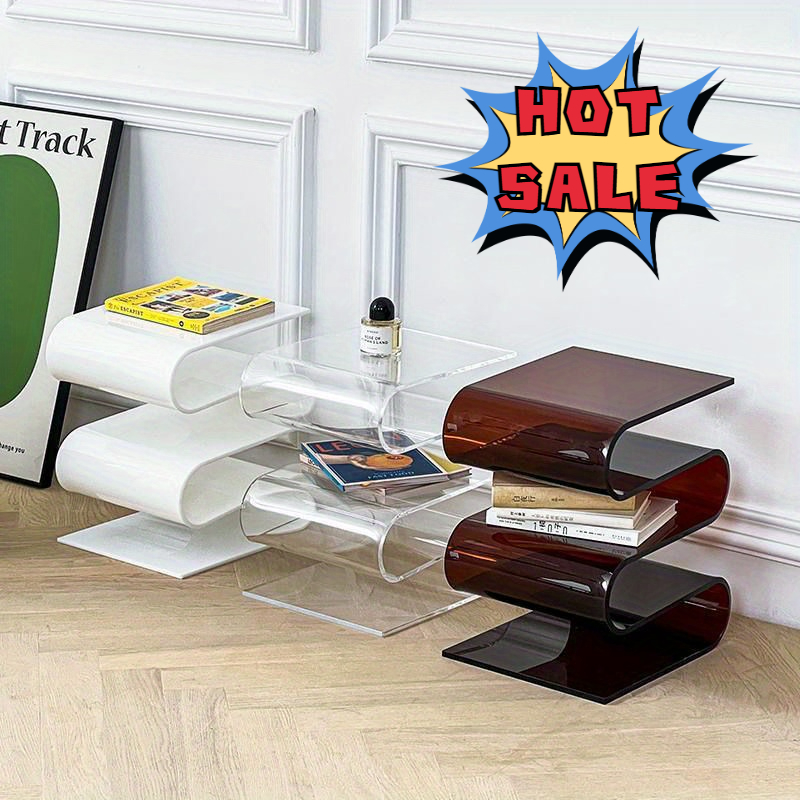 Estante de libros transparente nórdico, mesa auxiliar acrílica con personalidad, muebles para sala de estar, decoración del hogar, estantería pequeña, revistero, nuevo