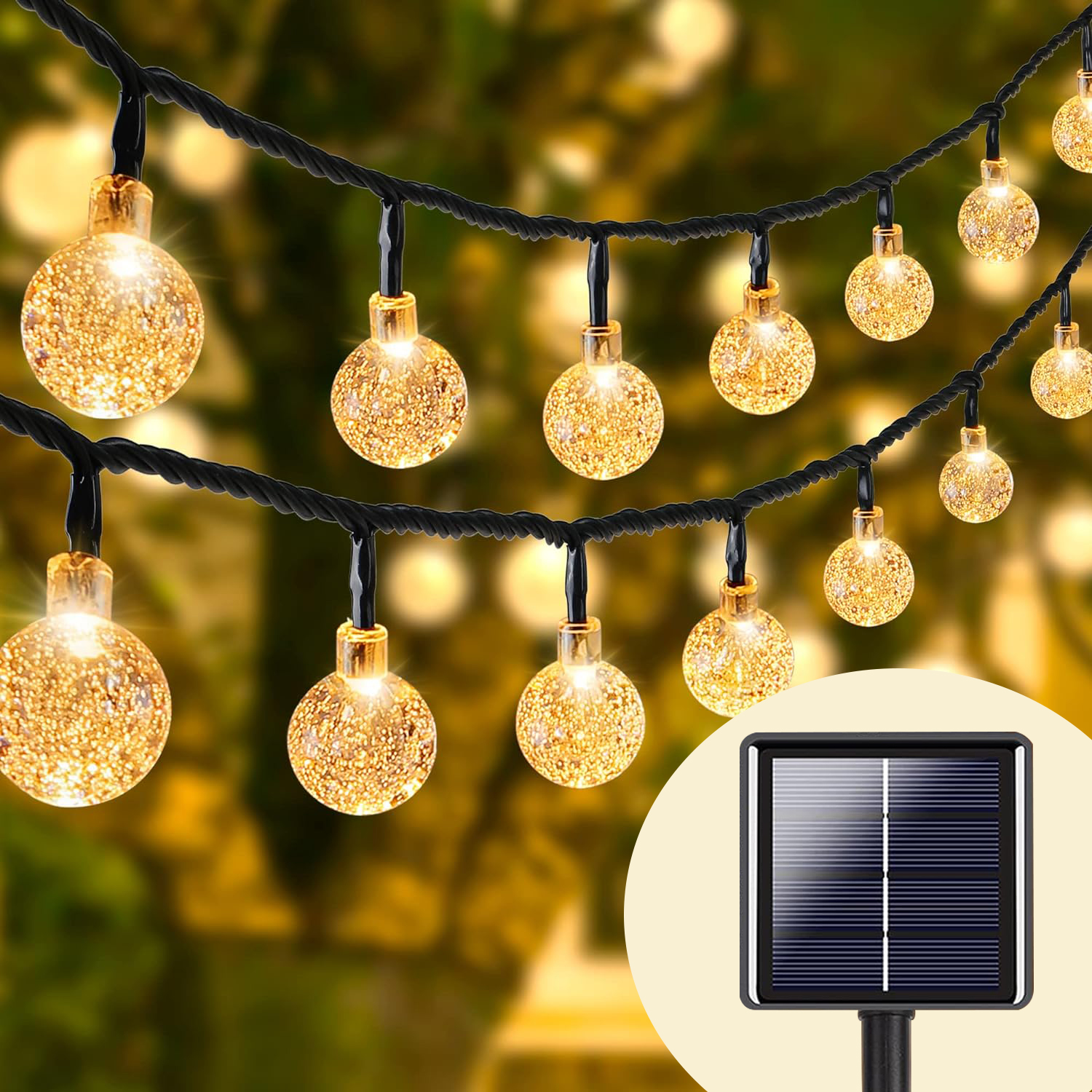 1pc boule de cristal solaire fée chaîne lumières 5M20L extérieur étanche décoration de noël Camping fée guirlande jardin fête