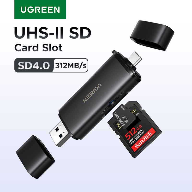 UGREEN Czytnik kart USB C SD 4.0 Czytnik kart pamięci USB 312 MB/s USB3.0 i USB C do karty SD Micro SD TF do laptopa PC UHS-II/UHS-I