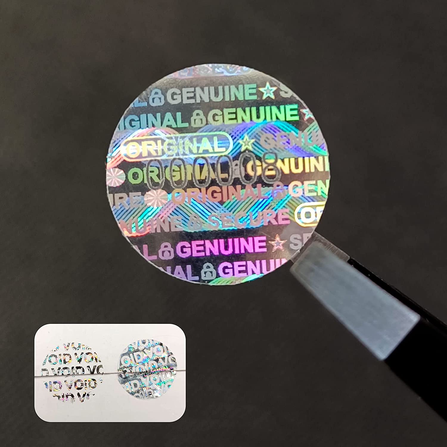 1,5/2 cm kreisförmige manipulationssichere Hologramm-Aufkleber, Siegelaufkleber mit individueller Garantie, echtes Sicherheitsetikett mit einzigartiger Seriennummer