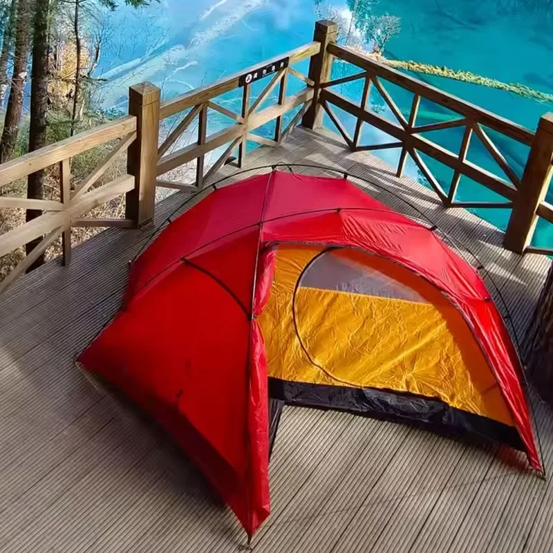 Tente à dos ultralégère avec poteau en aluminium pour 1 personne, 1.25kg, nylon 15D, revêtement en silicone sur 2 côtés, anti-déchirure, étanche