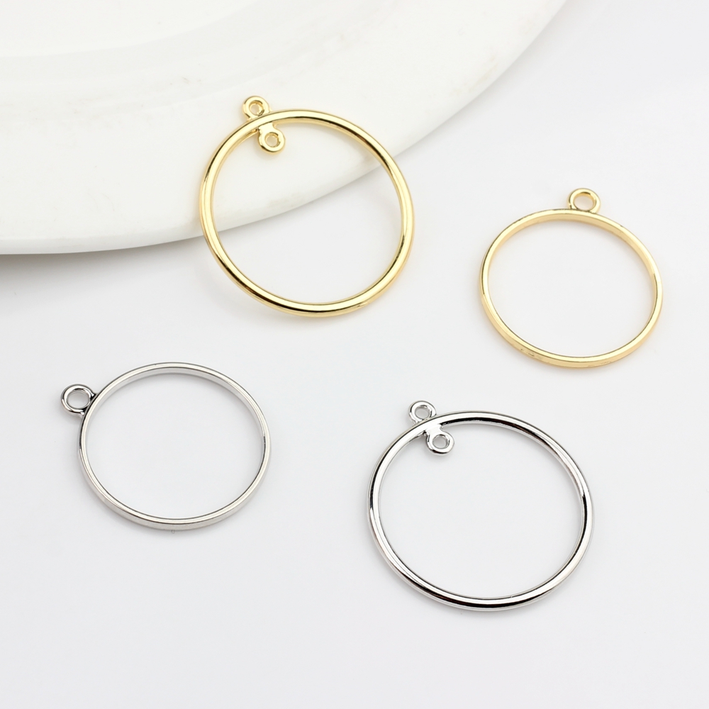 Zinc Alloy   Round Circle Charms Bezel Metal Frame Pendant Setting Cabochon Setting 10pcs/lot Diy Earrings Accessories