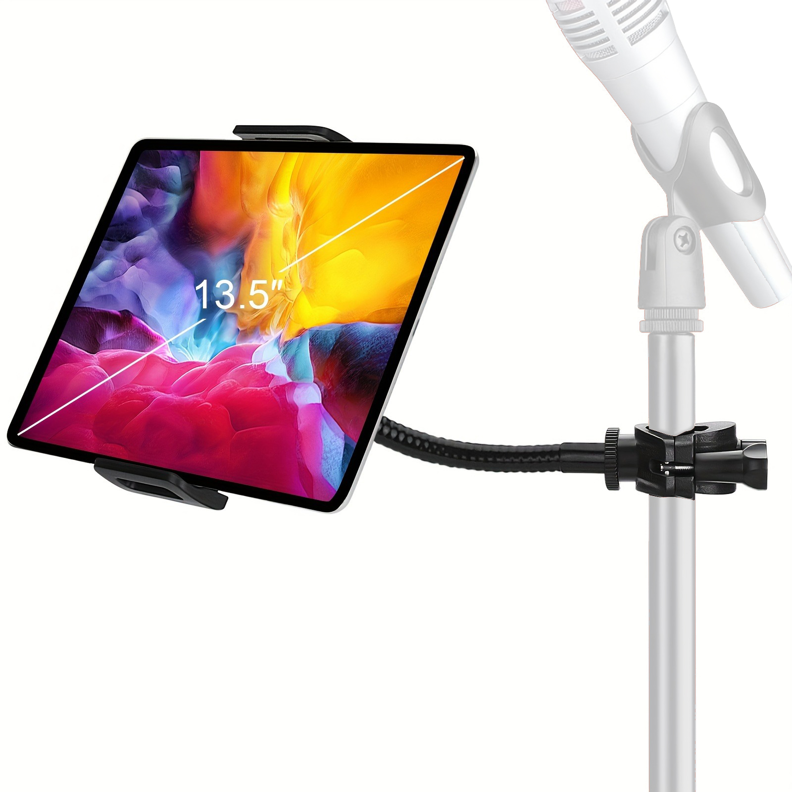 Elastyczny uchwyt na tablet M2 do statywu mikrofonowego, kompatybilny z tabletami i smartfonami o przekątnej od 4,7 do 13,5 cala