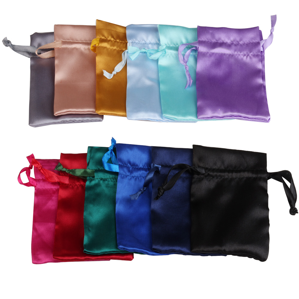 10/25/50 pçs/lote saco de presente de jóias de seda cetim cordão bolsa para festa de casamento saco de doces embalagem de jóias de luxo
