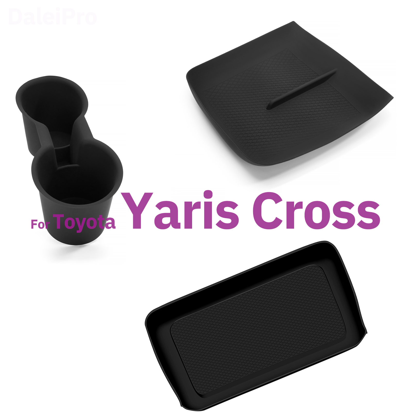 Tapete de Silicone para Toyota Yaris Cross – Forro Flexível para Console com Suporte para Carregamento Sem Fio, Bandeja de Armazenamento Sob a Tela, Porta-Copos