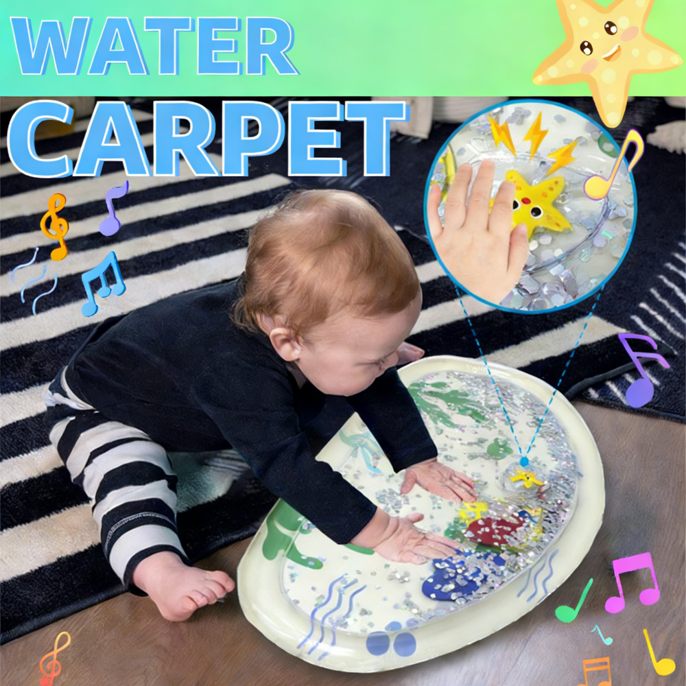 Estera para gatear llena de agua con función a presión, almohadilla de respuesta instantánea para bebés, estera de juego de desarrollo con efecto de sonido