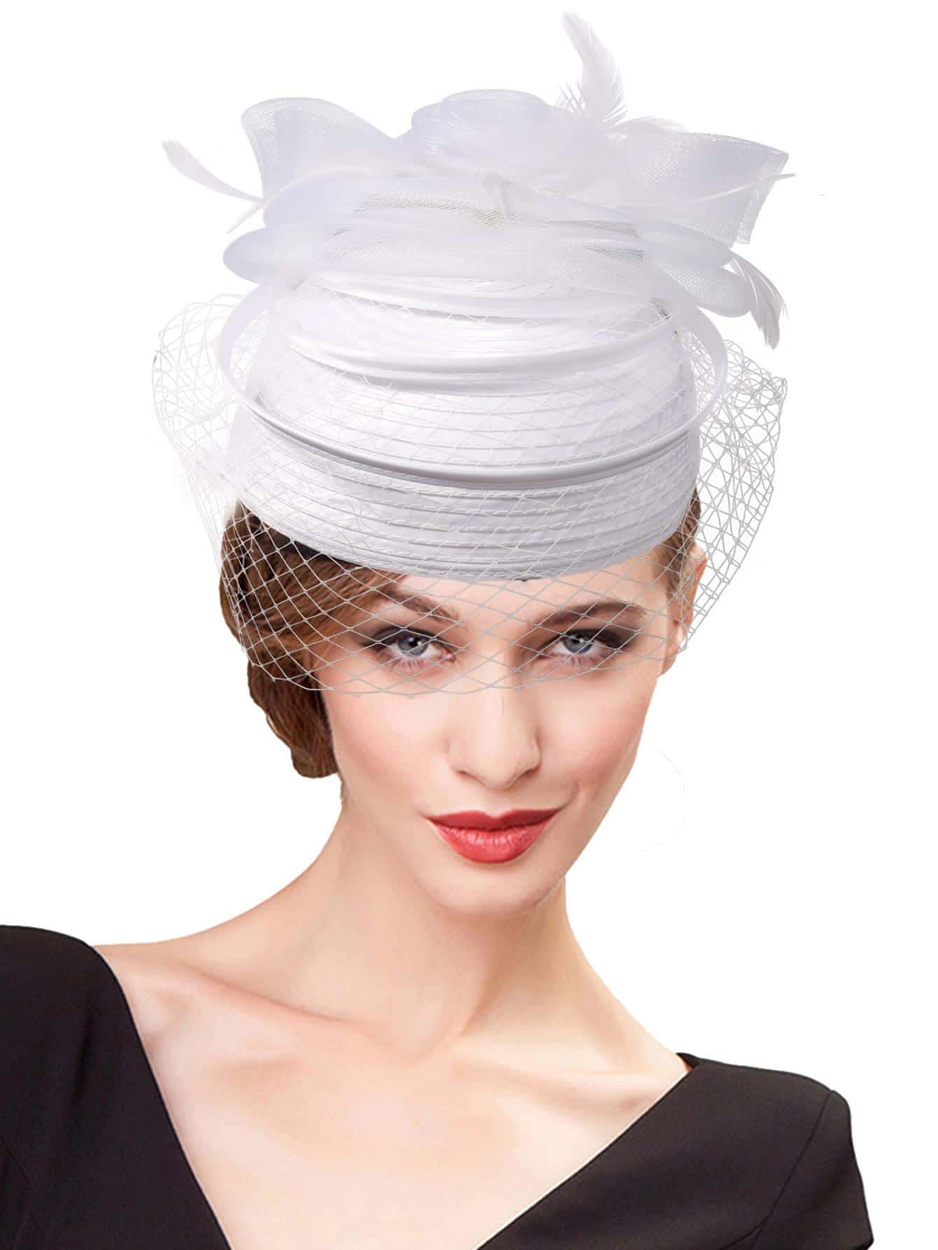 งานแต่งงานเจ้าสาวหมวก Fascinators สําหรับผู้หญิงเลดี้ Feather Veil ค็อกเทล Tea Party Dress Elegant Kentucky Derby หมวกหมวกโบสถ์