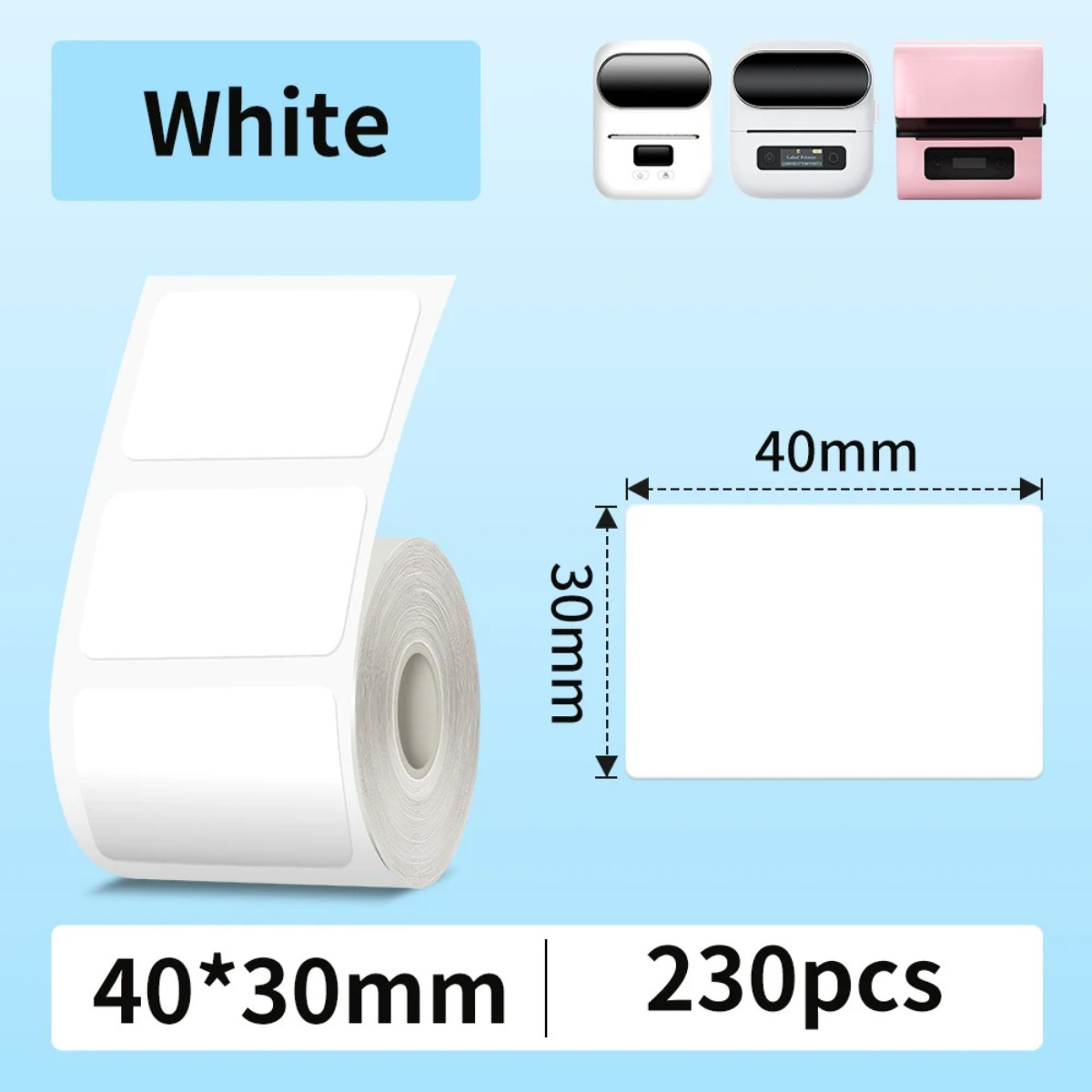 Phomemo M110/M220 40x30mm Thermal Labels - Self-Adhesive Waterproof Gloss Stickers for  Business/Barcode/Packaging/Office Use