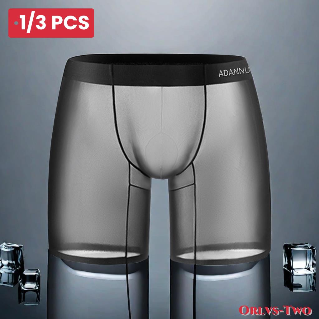 1/3 Uds. Boxers transparentes de seda helada para hombre 0,01 tela ultrafina calzoncillos transparentes ropa interior sin costuras Boxer Shorts