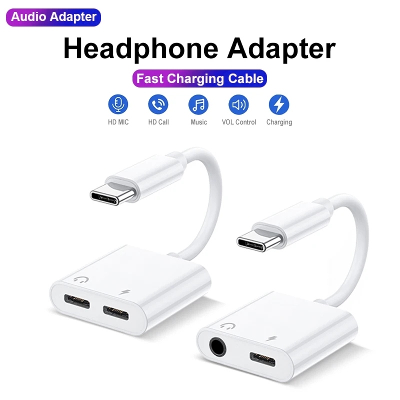 Type C To 3.5mm Headphone Jack OTG Adapter For iPhone 15 Pro Fast Charger For Samsung Xiaomi One Plus USB C Connector Aux Cable