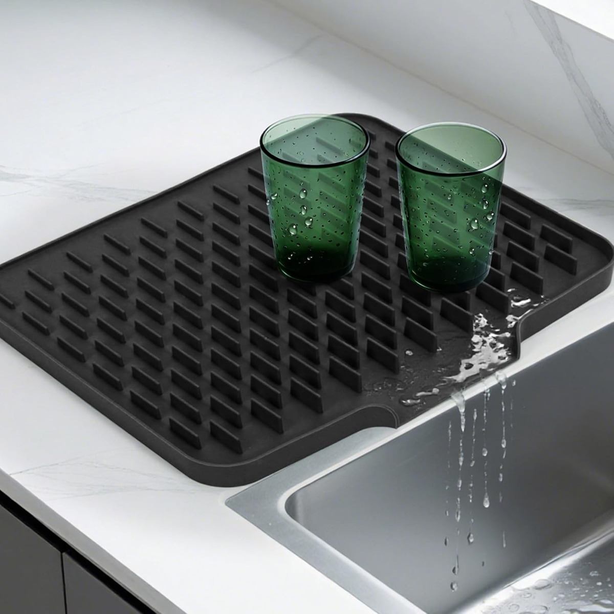 Tapete de Silicone para Cozinha com Drenagem Integrada, Fácil de Limpar, para Bancadas, Pias e Geladeiras, Acessório Doméstico