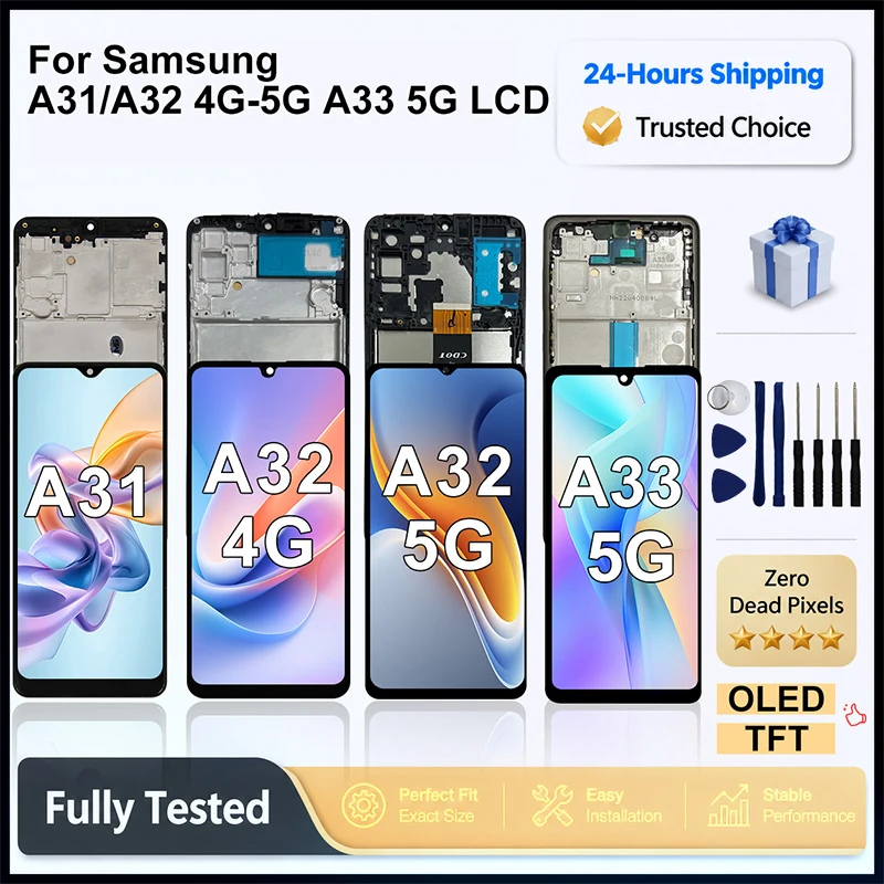 OLED LCD For Samsung Galaxy A31 Screen A32 4G Display Touch Screen Digitizer Assembly For Samsung A32 5G Display A33 5G LCD Part