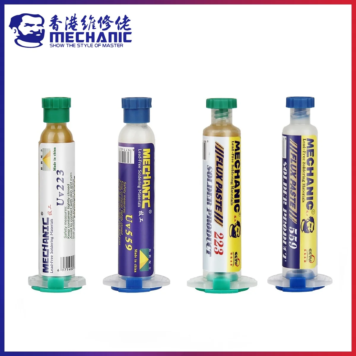Высокоактивная мягкая канифольная Бессвинцовая паяльная флюс MECHANIC UV559/223 10cc, без очистки, фотофлюс, паста для сварки запахов, ремонтная печатная плата BGA