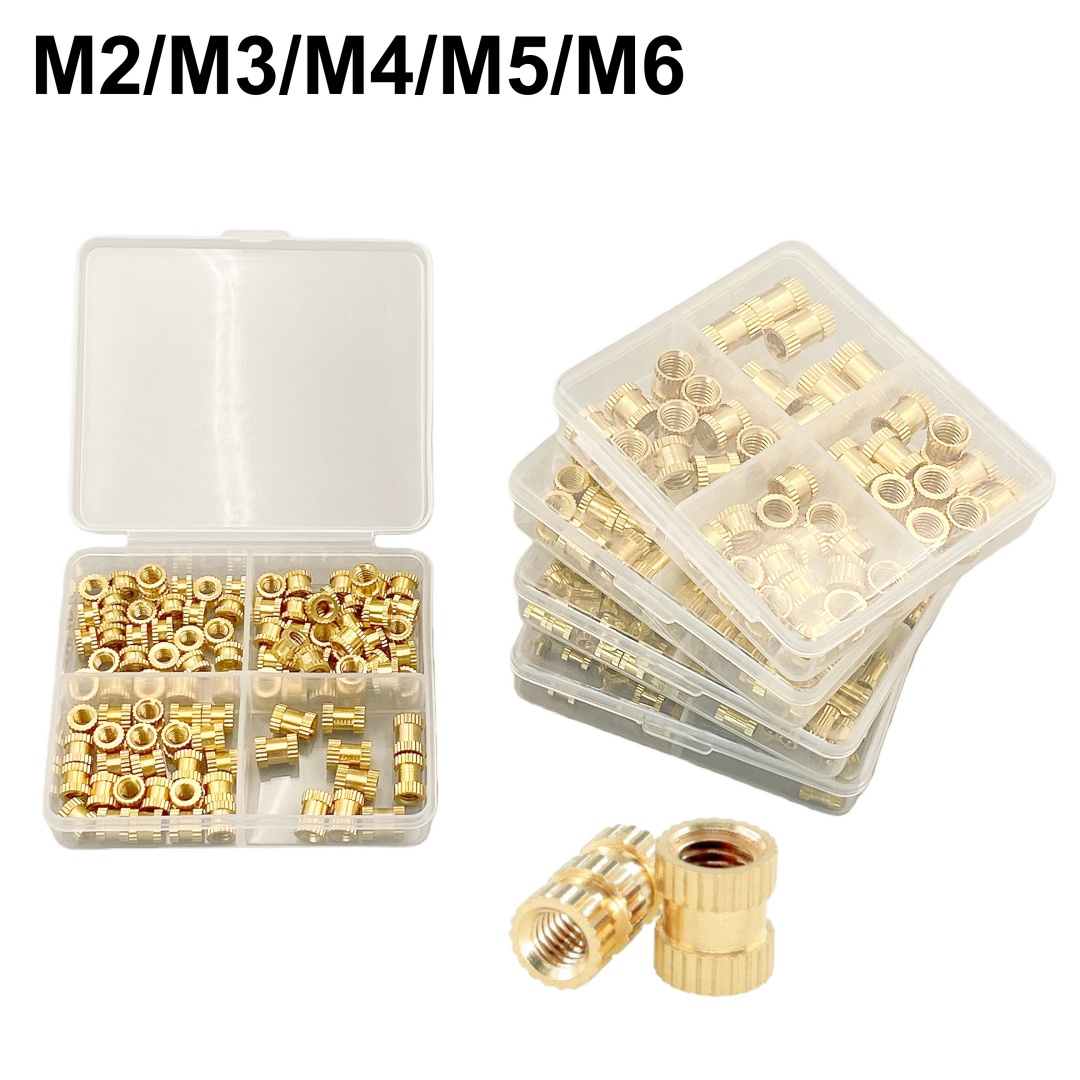 Écrou d'insertion thermique M2 M3 M4 M5 M6, écrous thermofusibles, filetage en laiton, écrous à vis d'encastrement moletés pour accessoires d'imprimante 3D