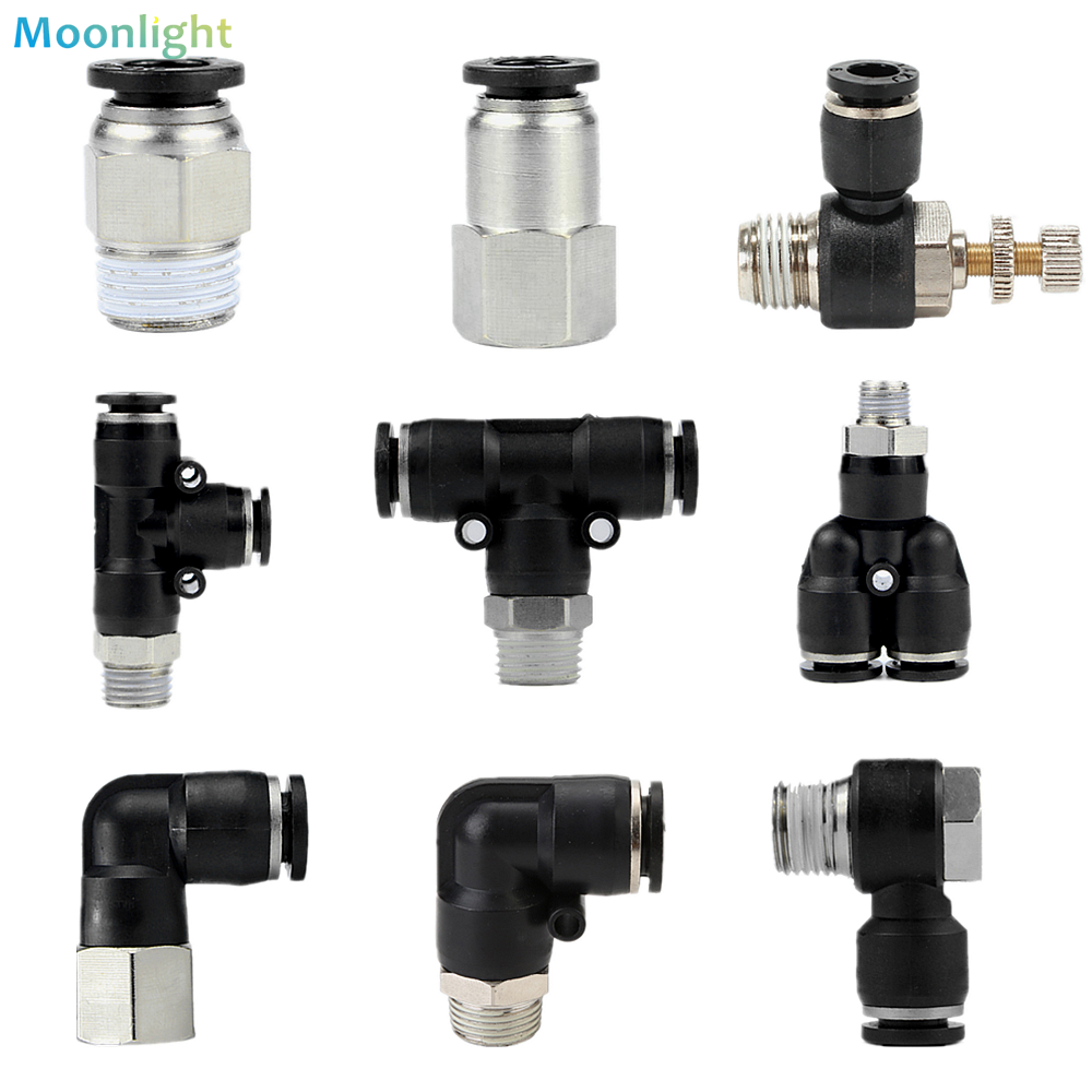 Conector de aire neumático PC/PCF/PB/PKB/PH/PL/PLF/PX/SL 4mm 6mm 8/10mm rosca 1/8 1/4 3/8 1/2 accesorios de manguera de plástico negro
