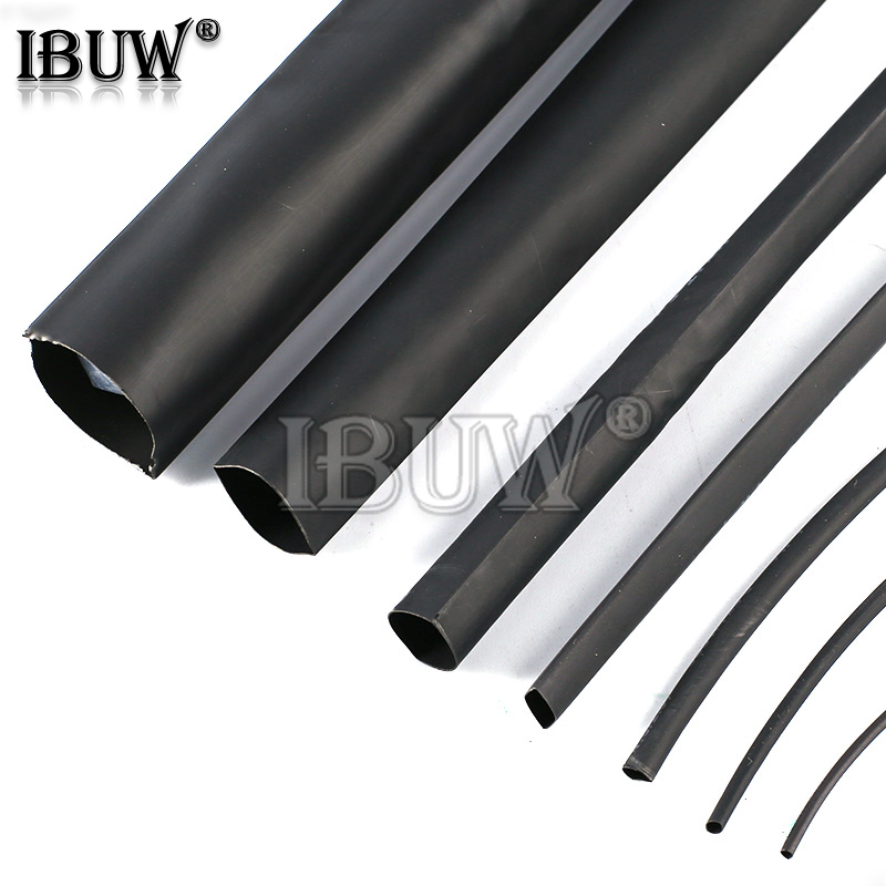 5 metros/lote tubo termorretráctil 1mm 1,5mm 2mm 3mm 4mm 5mm 6mm funda aislante negra