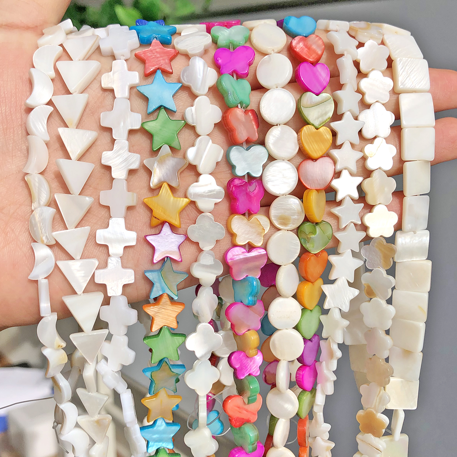 Naturalne słodkowodne powłoki koralik matka pereł serce gwiazda okrągłe płaskie luźne koraliki do tworzenia biżuterii bransoletka typu Charm DIY naszyjnik