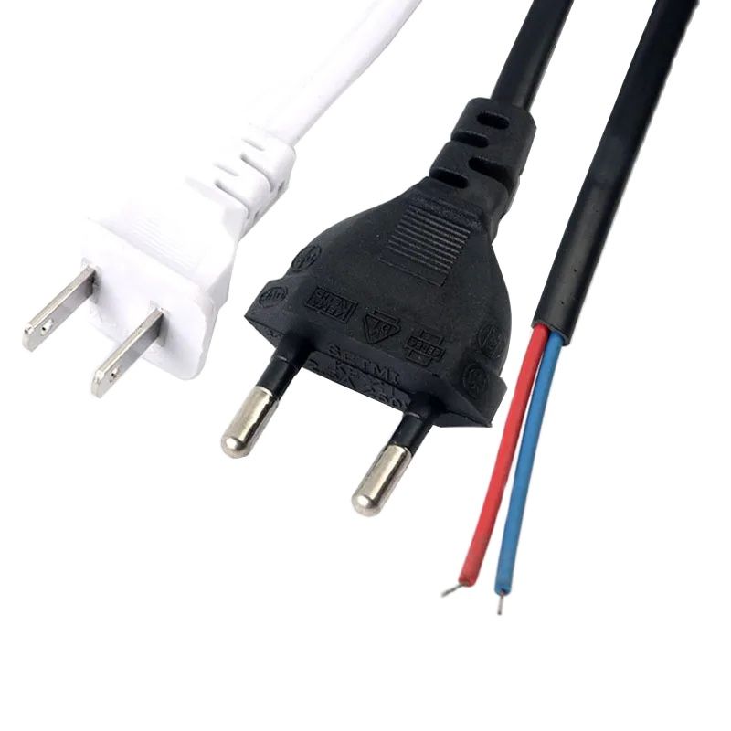 Europäisch-Amerikanisches 2-Poliges US-EU-Abisolierkabel 2-Pin Elektrisches Stromversorgungskabel LED-Licht AC-Stromkabel Schwarz 1,5M