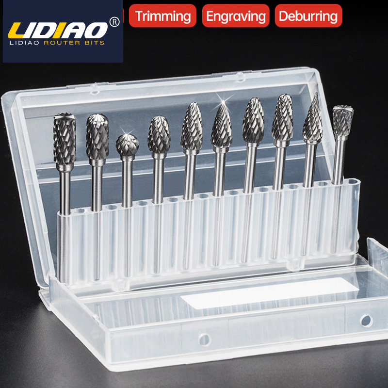 LIDIAO 10 шт. набор твердосплавных фрез 1/8 "хвостовик роторный инструмент бит деревообработка сверление полировка металла шлифовка 3 мм роторный напильник